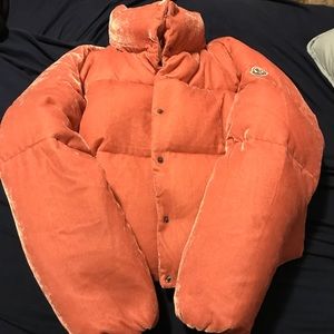 Pink velvet down jacket